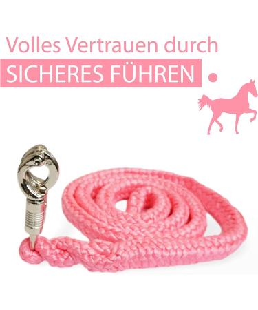 Lead Rope with Panic Hook for Horses & Ponies - 1.60m Neon Pink Tie Rope in Stylish Designs - Buy Online on GoSupps.com