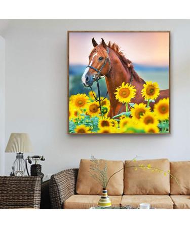 Diamond Painting Kit: DIY 5D Animal Crystal Rhinestone Embroidery for Kids & Adults - Horse Sunflower Design, 15.7'' x 15.7 - Buy Online on GoSupps.com