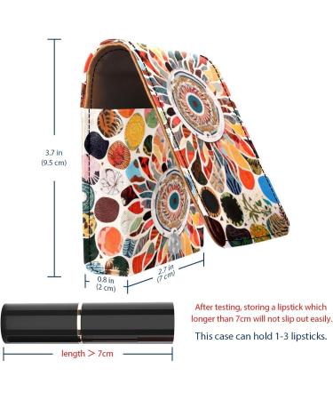 Travel Lipstick Organizer Case - Portable Makeup Bag with Mirror | Abstract Mandala Flowers Design - Buy Online on GoSupps.com
