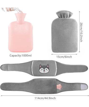 Mokani Wearable Soft Furry Hot Water Bottle with Waist Belt - Grey | Pain Relief for Shoulder, Neck, Hand, Waist, and Back - Buy Online on GoSupps.com