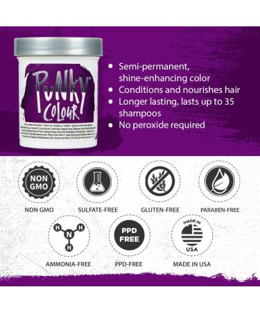 Punky Purple Semi-Permanent Hair Color - Vegan, PPD & Paraben Free - Vibrant Non-Damaging Dye - Easy to Apply - Lasts up to 35 Washes - 3.5oz - Buy Online on GoSupps.com