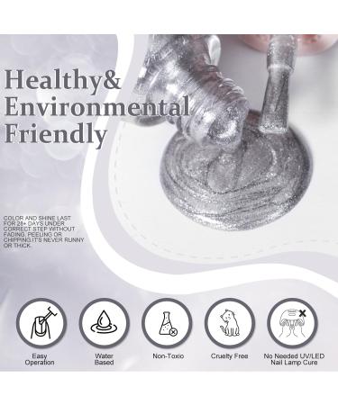 DouborQ Metal Silver Nail Polish Long-lasting Glossy Nail Art Varnish (13) - Buy Online on GoSupps.com