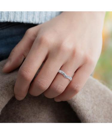 ThunderFit Thin Heart Shaped Silicone Wedding Rings for Women - Stackable Rubber Bands - Black Marble, Light Pink, Rose Gold - Sizes 7.5-8 (18.2mm) - Buy Online on GoSupps.com