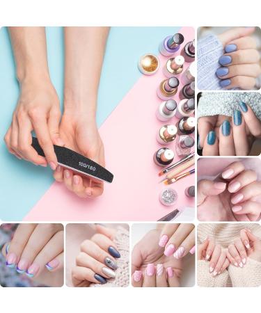 20 Piece Professional Nail File Set - 100/180 Grit Double-Sided Files for Gel & Natural Nails | Reusable for Nail Studios & DIY Nail Art | Black - Buy Online on GoSupps.com