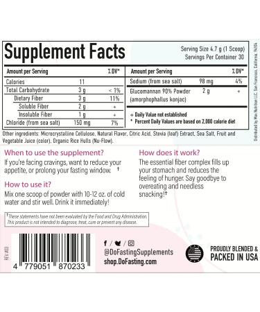 DOFASTING Fiber Supplement - Nutritional Cellulose & Konjac Root Glucomannan Powder for Intermittent Fasting | Vegan & Gluten-Free | Strawberry Flavor | 4.97 oz - Buy Online on GoSupps.com