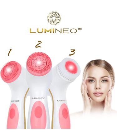 Buy Electric Facial Cleansing Brush with 3 Silicone Heads - Effective Cleansing Gel for Pores Peeling & Blackheads - Ideal for All Skin Types (Pink - Buy Online on GoSupps.com