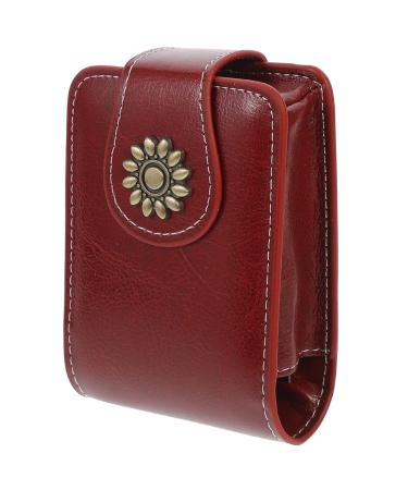 VALICLUD Travel Vanity Bag Pocket Mirror Lipstick Case with Mirror for Purse Lipstick Holder Lipstick Organizer Lipstick Mirror Case Cosmetic Travel Cases Pouch Hand Held Mirror Portable Mirror Claret