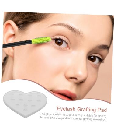 FOMIYES Eyelash Adhesive Station | Heart-Shaped Glass Glue Holder for Eyelash Extensions & Nail Art | 6.5x5.5cm Transparent Tray - Buy Online on GoSupps.com
