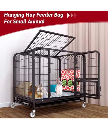 Jeffdad Rabbit Hay Feeder Hanging Hay Feeder Guinea Pig Hay Bag Rabbit Feeder Storage Bag for Rabbits Chinchillas Hamsters Rats and Other Small Pets (3 Hole strawberry) - Buy Online on GoSupps.com