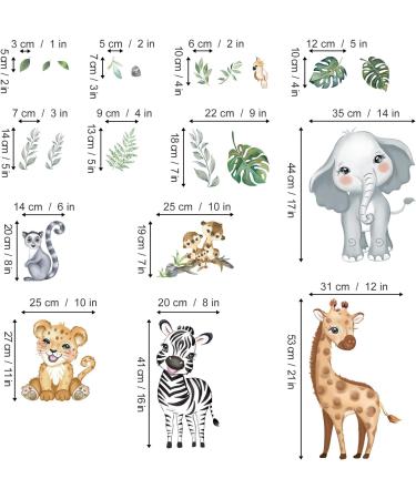 DecalMile Jungle Animals Wall Decals - Elephant Giraffe Safari Stickers for Baby Nursery and Kids Room Decor - Buy Online on GoSupps.com