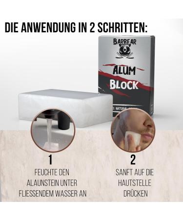 Barbear Alaunstein 100g Jumbo Size | Natural Odorless After Shave & Deodorant Alternative | Hand-Ground Stone for Skin Soothing - Buy Online on GoSupps.com
