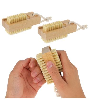 Amaxiu Wooden Nail Brush for Cleaning Fingernails 2PCS Double Sided Nail Scrub Brush with Hanging Rope Nail Cleaning Scrubber Fingernail Brush Manicure Pedicure Brush Fingernail Toenail Scrub Brush