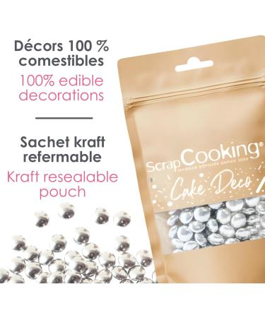  ScrapCooking ScrapCooking - Silver Chocolate Pearls 60g - Edible Dragees - Sugar Pearls with Chocolate Center - For Desserts Cakes and Cupcakes - Christmas Birthday - Silver - 7477 - Buy Online on GoSupps.com