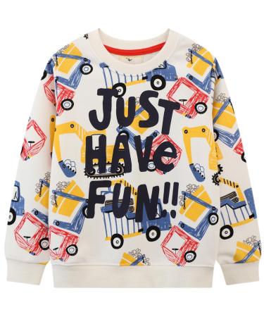 Boys Sweatshirt for Kids Dinosaur Jumper Cotton Casual Top Long Sleeve Pullover T-Shirt Toddler Girls Shirts Baby Clothes 1-8 Years 1-2 Years Just Have Fun