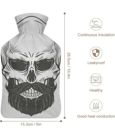Bearded Skull Hot Water Bottle with Plush Cover | Ideal Hand Warmer for Adults & Children | 26.5x15.3cm - Buy Online on GoSupps.com