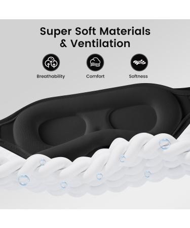 Audree 3D Contoured Eye Mask for Sleeping | 100% Light Blocking Sleep Mask for Men & Women | Zero Eye Pressure Soft Sleep Blindfold - Black - Buy Online on GoSupps.com