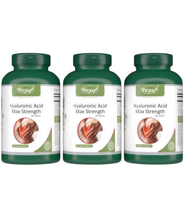 VORST Hyaluronic Acid Max Strength for Joints 3 x 180 Vegan Capsules | High Molecular Weight Supplement | Powder Pills | No Injections | 3 Bottles 540 count (Pack of 1)
