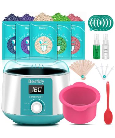 Bestidy Waxing Kit for Women and Men Home Wax Warmer with 5 Pack Hard Wax Beads Hot Wax Hair Removal for Brazilian Body Underarm Bikini Chest Legs Face Eyebrow White - Buy Online on GoSupps.com