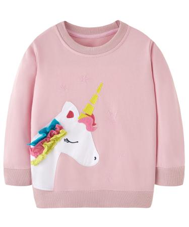 Girls Sweatshirt for Kids Cotton Top Casual Jumper Girl T Shirt Toddler Clothes Long Sleeve Pullover Age 1-12 Years 1-2 Years Unicorn 01