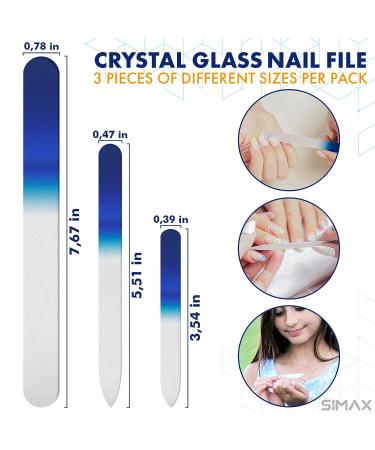 3Pcs Crystal Glass Nail File Set - Professional Manicure Pedicure Tools for Natural and Artificial Nails - Includes Cuticle Pusher - Salon Quality Crystal Nail Files for Women - Buy Online on GoSupps.com