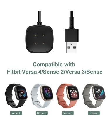 Mixblu Replacement Charger for Fitbit-Versa-4-Sense-2-Versa-3-Sense Cable - 3.3Ft Long USB Cable Cord Fast Charging Smartwatch Accessories  2 Pack Black - Buy Online on GoSupps.com