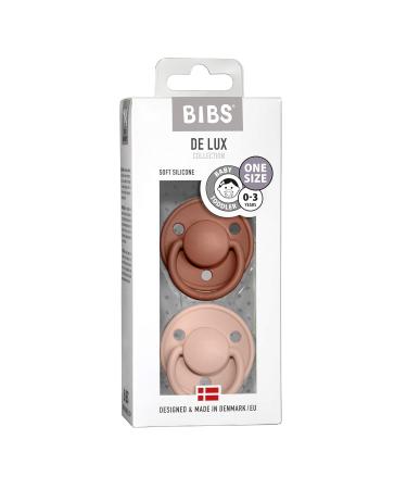 BIBS De Lux Baby Pacifier 2-Pack | BPA Free Soother | OneSize (0-36 Months) | Woodchuck/Blush - Buy Online on GoSupps.com