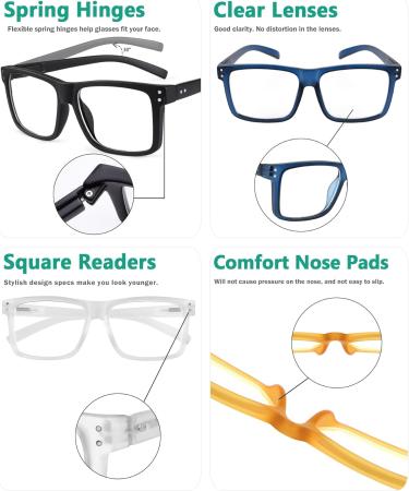 Eyekepper 5-Pack Oversized Reading Glasses | Square Large Frame Readers for Men & Women | +1.50 Strength | Stylish Mix Color 1.5x - Buy Online on GoSupps.com