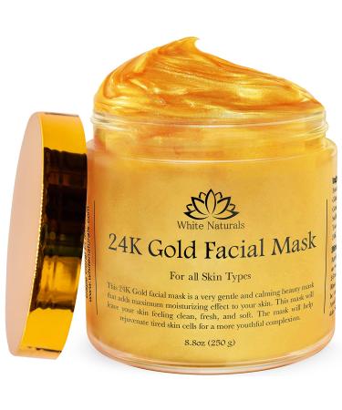 White Naturals 24K Gold Facial Mask - Anti-Aging Face Mask for Flawless Skin, Reduces Wrinkles and Acne Scars, Removes Blackheads and Oils - Buy Online on GoSupps.com