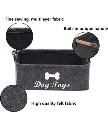 Geyecete Dog Toys Storage Bin - Collapsible Pet Supplies Basket with Wooden Handle - Buy Online on GoSupps.com