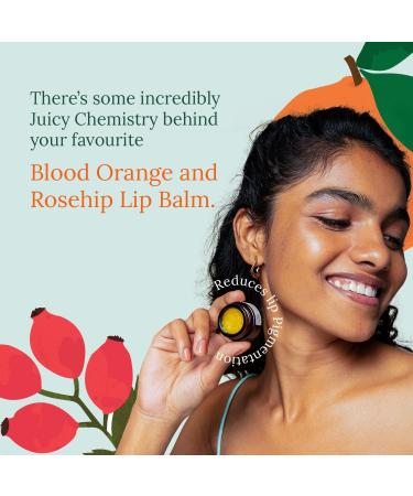 Juicy Chemistry Blood Orange & Rosehip Lip Balm 5 G |Enriched with Natural Ceramides to Hydrate Moisturise & Reduce Pigmentation|Formulated with Organic Castor Oil Jojoba Oil and Vitamin E - Buy Online on GoSupps.com