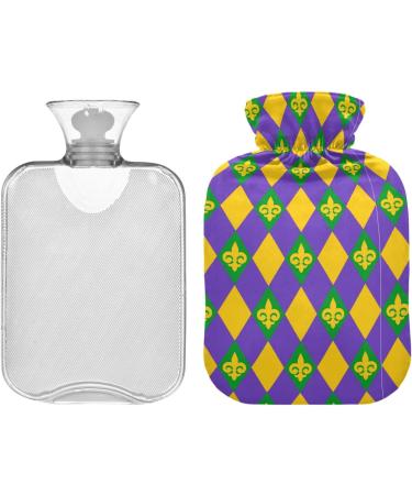 Mardi Gras Hot Water Bottle with Cover - 1L Heat Bottle for Pain Relief Headache & Back Pain - Buy Online on GoSupps.com