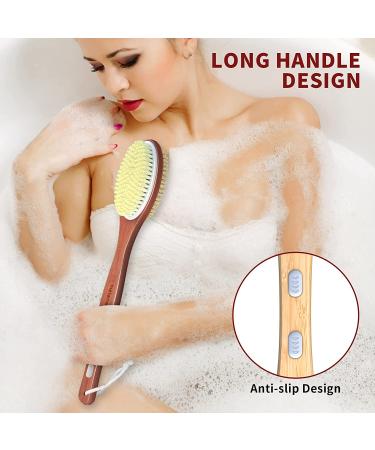 Metene Shower Brush - 17 Rosewood Handle, Double-Sided Body Brush for WetDry Exfoliation - Buy Online on GoSupps.com