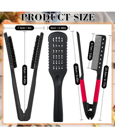2 Piece Straightening Comb Set with Boar Bristles - Double Sided Brush for Hair Styling and Knot-Free Results (Black/Rose Red) - Buy Online on GoSupps.com