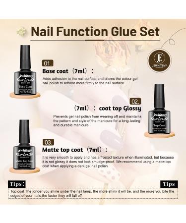 JEWHITENY 10PCS 7ml No Wipe Gel Top Coat Set - Matte & Glossy Finish | Long Lasting UV LED Base & Top Coat for DIY Nail Art at Home - Buy Online on GoSupps.com