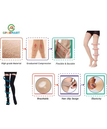 Buy GPAR Premium Medical Compression Stockings Class 2 - Unisex Thigh-High (23-32 mmHg) for Varicose Veins Edema & Leg Pain - Black Size L International Shipping Available - Buy Online on GoSupps.com
