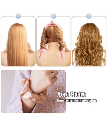 Long Hair Heatless Curlers Set with Headband and Scrunchie - Pink Satin Overnight Hair Rollers for No Heat Curls - Buy Online on GoSupps.com