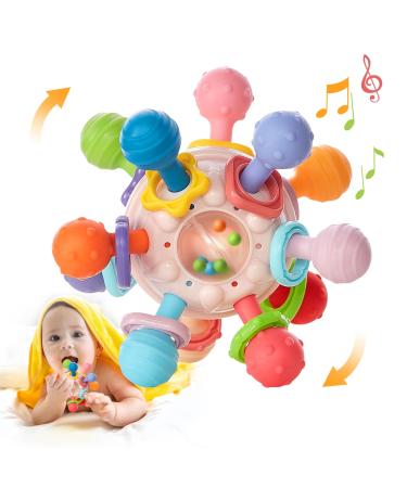 Baby Sensory Teething Teether Toys: Teething Toys for Babies 0-6 Months| Baby Teething Toys 6 to 12 Months Baby Teething Ball Rattle Infant Toy for 0-3-6-12 Months Baby Girls Boys
