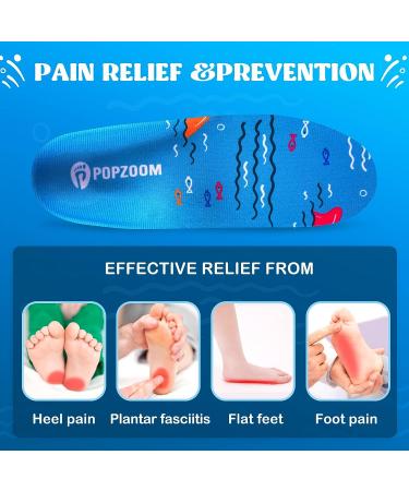Kids Flat Feet Arch Support Insoles - Blue M (Size 2.5-3.5) for Plantar Fasciitis, Fallen Arches, Heel Pain - Buy Online on GoSupps.com