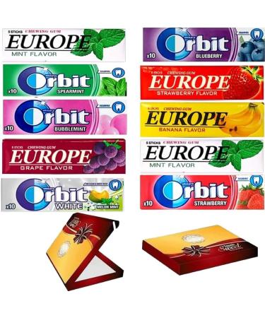 10 x Mixed Orbit & Europe Chewing Gum Packs With Gift Box - Buy Online on GoSupps.com