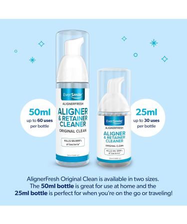 EverSmile AlignerFresh Original Clean Foam Cleaner Compatible w/Invisalign and All Clear Aligners & Retainers Eliminates Bacteria Whitens Teeth Fights Bad Breath 50ml (2 Pack) 1.69 Fl Oz 2 Pack - Buy Online on GoSupps.com