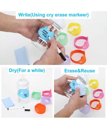 6 Pack Baby Bottle Labels for Daycare - Durable, Writable & Reusable Silicone with Dry Erase Marker by Foretoo - Buy Online on GoSupps.com