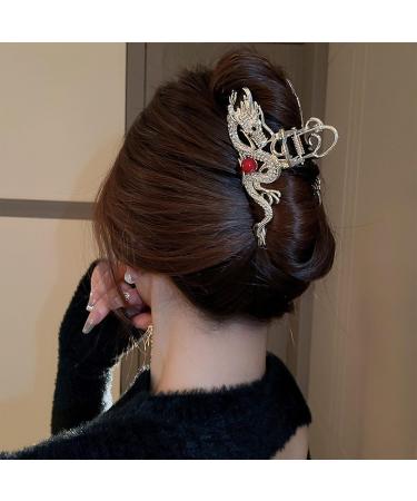 amangul Shining Dragon Shape Hair Claw Hot Girls Cheongsam Chinese Style Dragon Ponytail Hair Clip for Woman(2 Grippers Silver Dr) - Buy Online on GoSupps.com
