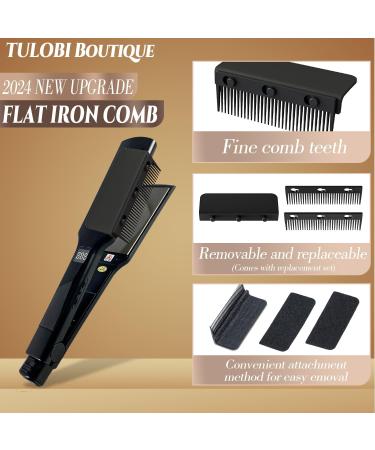 TULOBI 2024 Flat Iron Hair Straightener Comb Attachment - Professional Compact Styling Tool for Home Use (Black) | International Shipping Available - Buy Online on GoSupps.com
