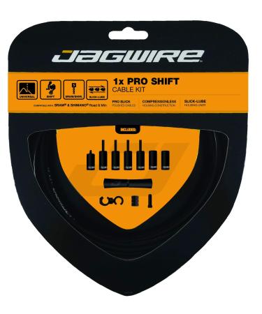 Jagwire - Universal 1x Pro Shift Kit |for Road, MTN, and Gravel Bike | SRAM and Shimano Shifter Compatible, Polished Stainless Cables, 10 Color Options Black