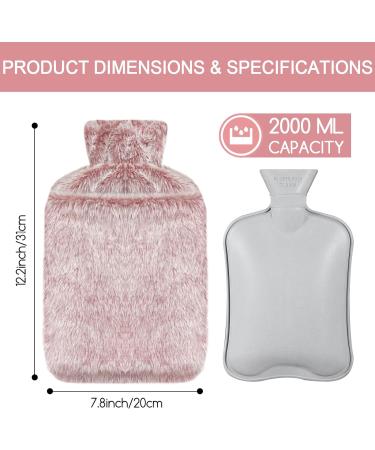 Jsdoin 2L Hot Water Bottle with Luxury Faux Fur Cover - Pink | Leakproof Hot Water Bag for Pain Relief and Warmth - Buy Online on GoSupps.com