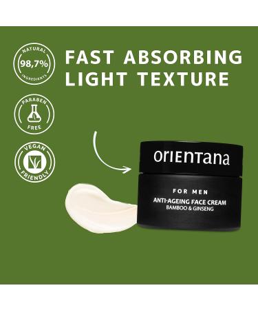 Orientana - Natural Face Cream For Men | Bamboo And Ginseng | Anti-Ageing Face Cream | Regenerates Nourishes Moisturizes | Smoothes & Reduces Wrinkles - 50g - Buy Online on GoSupps.com