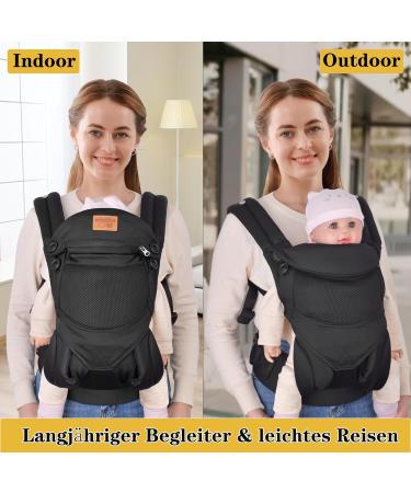 VRBabies Soft Breathable Baby Carrier for Newborns - Adjustable Hip & Shoulder Straps Front & Back Wear Black (4-16kg) - Buy Online on GoSupps.com
