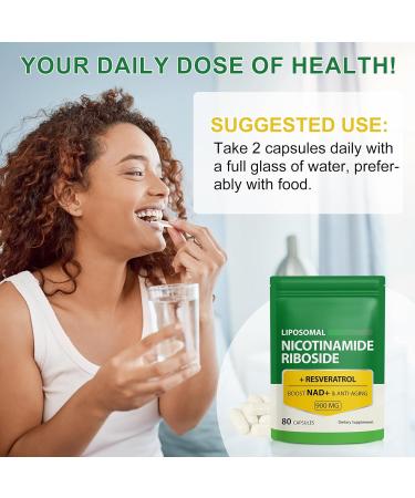 NAD Supplement with Nicotinamide Riboside - Resveratrol Liposomal Nicotinamide Riboside Quercetin - High Purity NAD Supplement for Anti-Aging Focus Energy 160 Capsules (2 Bag) - Buy Online on GoSupps.com