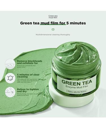 Organic Green Tea Enzyme Face Mud Mask - Deep Cleansing Blackhead Remover & Hydrating Peel-Off Mask for All Skin Types - Buy Online on GoSupps.com