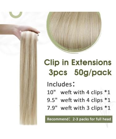 Runature 40cm Ash Blonde Clip In Remy Hair Extensions - 3Pcs Real Hair 50g Color #18AP60 - Buy Online on GoSupps.com